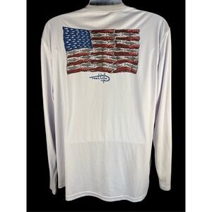 Reel Life Mens Fishing Shirt Size XXL White Quick Dry Lure Flag
